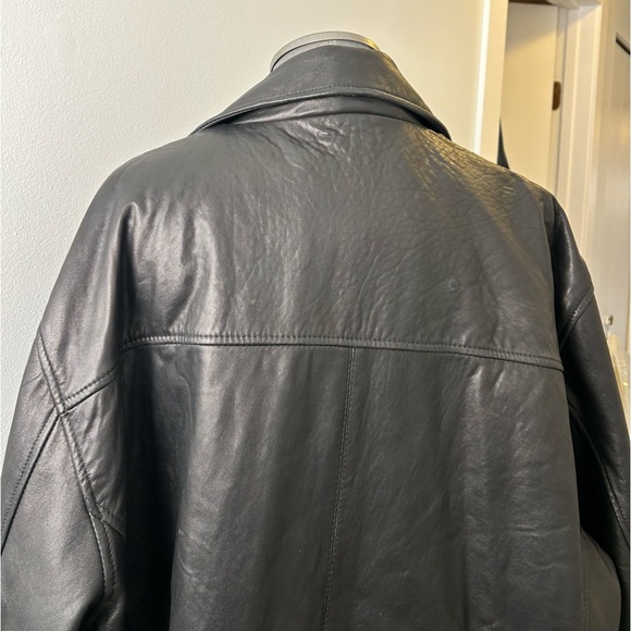 Vintage Unisex Leather Bomber Jacket Oversized - Picture 10 of 16